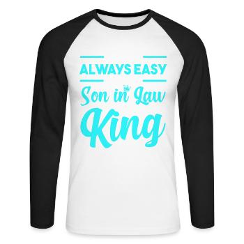 Schwiegersohn Geschenk - Unisex Baseballshirt langarm - Weiß/Schwarz - Vorne - Nik (191cm)