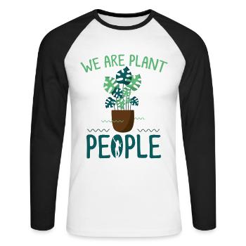 Plant, Plant Houseplant, Plants, - Unisex Long Sleeve Baseball T-Shirt - white/black - Front - Nik (191cm)