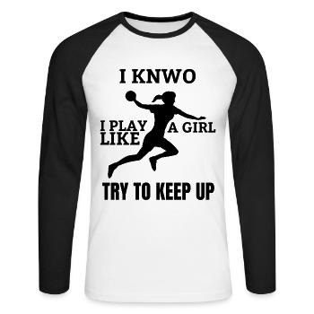 Handball filles handball féminin handball femmes - T-shirt baseball manches longues Homme - blanc/noir - Devant - Nik (191cm)