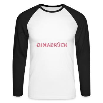 Osnabrück - T-shirt baseball manches longues Homme - blanc/noir - Devant - Nik (191cm)