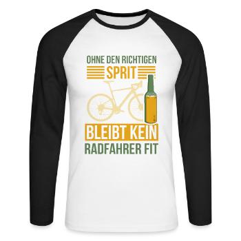 Fahrrad Radtour Radfahrer Frühling Sommer Alkohol - Unisex Baseballshirt langarm - Weiß/Schwarz - Vorne - Nik (191cm)