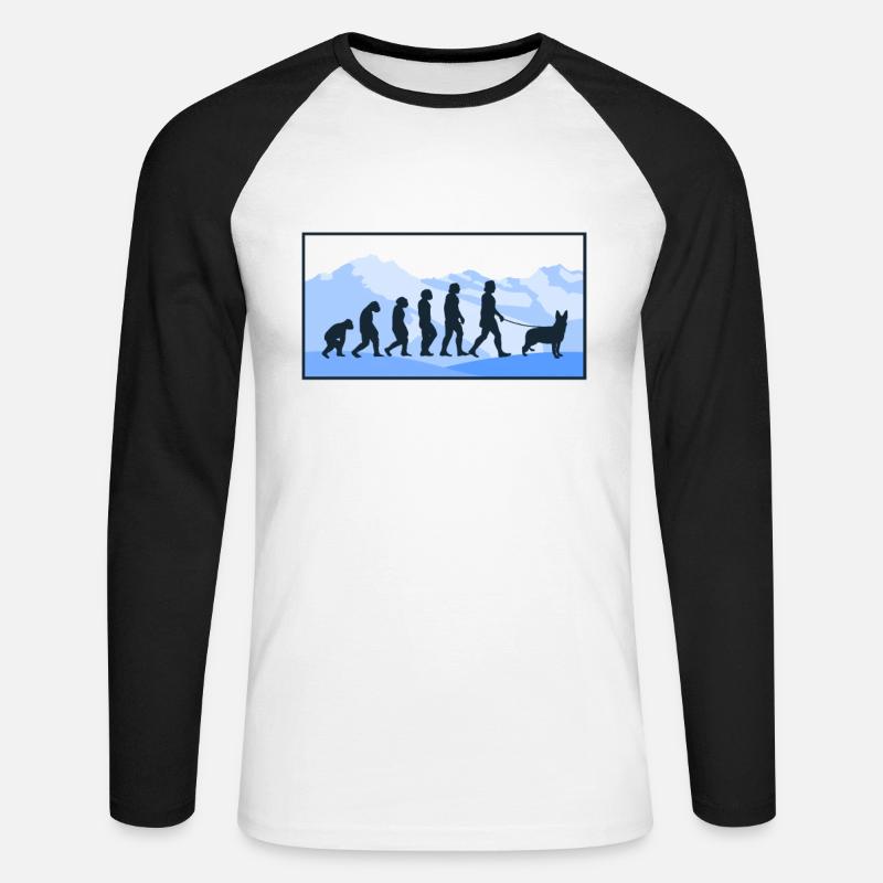 Harzer Fox Evolution Shepherd Gift - Unisex Long Sleeve Baseball T-Shirt - white/black