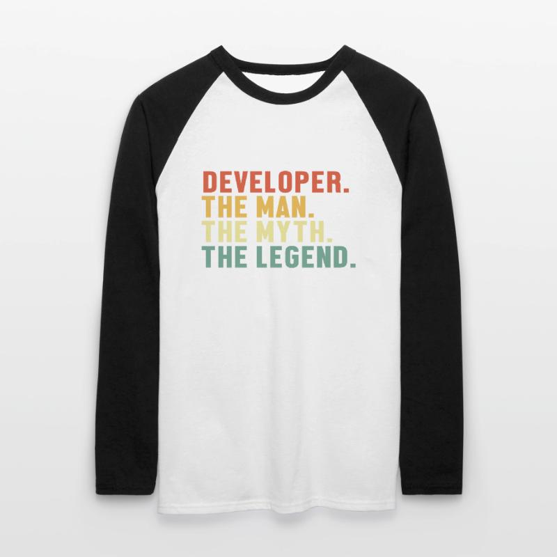 Developer Man Myth Legend Quality Engineer Devops Unisex Long Sleeve Baseball T-Shirt