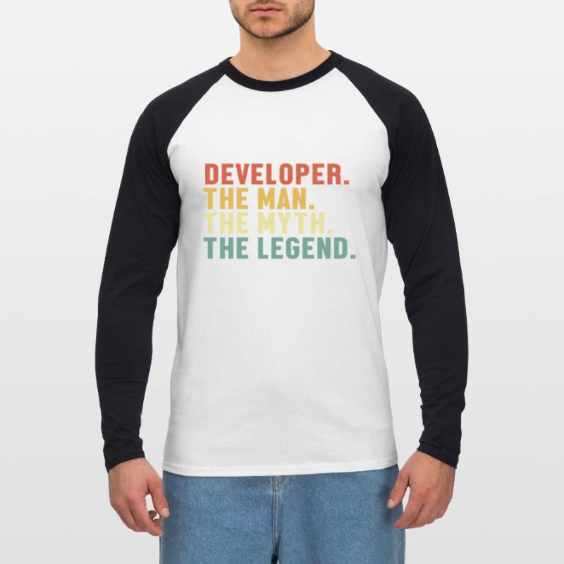 Developer Man Myth Legend Quality Engineer Devops Unisex Long Sleeve Baseball T-Shirt