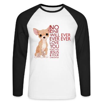 No One Will Love You More Than Jesus And Chihuahua - Unisex Long Sleeve Baseball T-Shirt - white/black - Front - Nik (191cm)