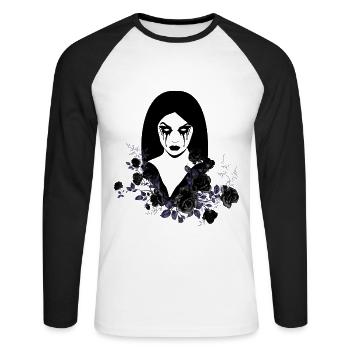 Night Gothic goth girl skull death skull punk - Unisex Long Sleeve Baseball T-Shirt - white/black - Front - Nik (191cm)