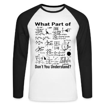 Mathematics Teacher - Math Formulas Bills - Unisex Long Sleeve Baseball T-Shirt - white/black - Front - Nik (191cm)