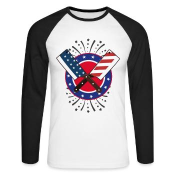 4th of july, 4th of july chef, America chef - Unisex Baseballshirt langarm - Weiß/Schwarz - Vorne - Nik (191cm)
