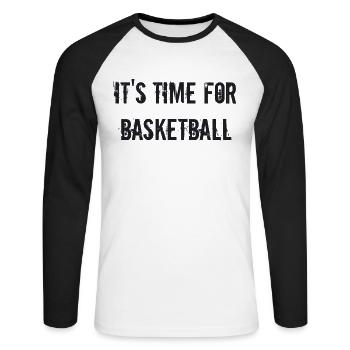Basketball - it's time for basketball - Unisex Long Sleeve Baseball T-Shirt - white/black - Front - Nik (191cm)