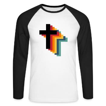 Funny Christian saying about Jesus and God! - Unisex Long Sleeve Baseball T-Shirt - white/black - Front - Nik (191cm)