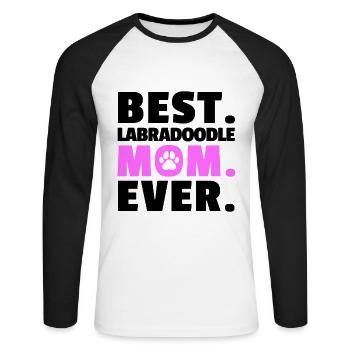 Meilleur Labradoodle Mama Cadeau Retriever - T-shirt baseball manches longues Homme - blanc/noir - Devant - Nik (191cm)