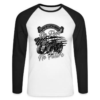 No Farmers No Food No Future - Patriote agricole - T-shirt baseball manches longues Homme - blanc/noir - Devant - Nik (191cm)