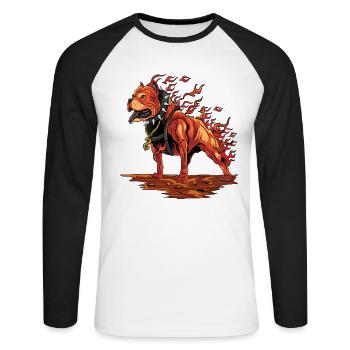 Pitbull chien chien chien chien dog - T-shirt baseball manches longues Homme - blanc/noir - Devant - Nik (191cm)