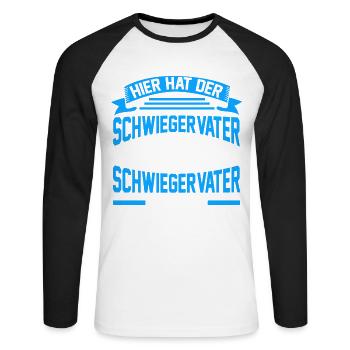 Schwiegerpapa Schwiegervater - Unisex Baseballshirt langarm - Weiß/Schwarz - Vorne - Nik (191cm)