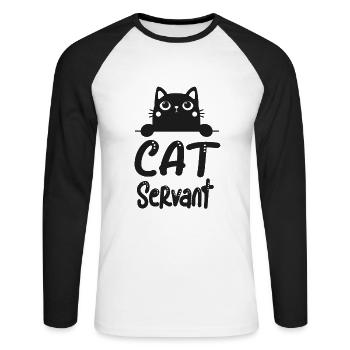 Chats Utilisation motif drôle propriétaire de chat - T-shirt baseball manches longues Homme - blanc/noir - Devant - Nik (191cm)
