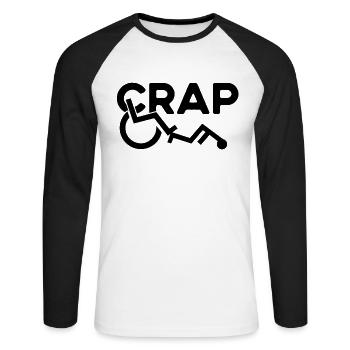 Crap - Funny Handicap Wheelchair Fall - Unisex Long Sleeve Baseball T-Shirt - white/black - Front - Nik (191cm)