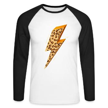 Lightning, Lightning Bolt, Lightning Strike, - Unisex Long Sleeve Baseball T-Shirt - white/black - Front - Nik (191cm)