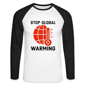 Environnement, Changement climatique, Changement climatique - T-shirt baseball manches longues Homme - blanc/noir - Devant - Nik (191cm)