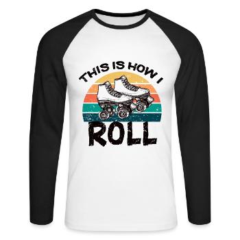 70 es This Is How I Roll Vintage Retro Roller Skate - Unisex Baseballshirt langarm - Weiß/Schwarz - Vorne - Nik (191cm)