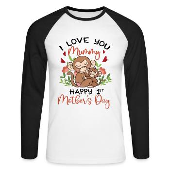 I Love You Mummy Happy 1st Mother's Day Baby - Unisex Baseballshirt langarm - Weiß/Schwarz - Vorne - Nik (191cm)