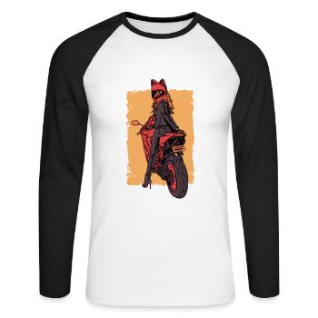 Motorcyclist Biker Biker - Unisex Long Sleeve Baseball T-Shirt - white/black - Front - Nik (191cm)