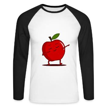 Dabbing Red Apple - Dab Funny Dancing Fruit - Unisex Long Sleeve Baseball T-Shirt - white/black - Front - Nik (191cm)