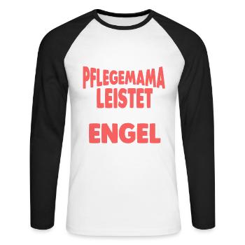 Pflegemutter Engel Muttertag - Unisex Baseballshirt langarm - Weiß/Schwarz - Vorne - Nik (191cm)