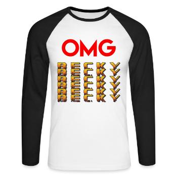 OMG OMG - Unisex Baseballshirt langarm - Weiß/Schwarz - Vorne - Nik (191cm)