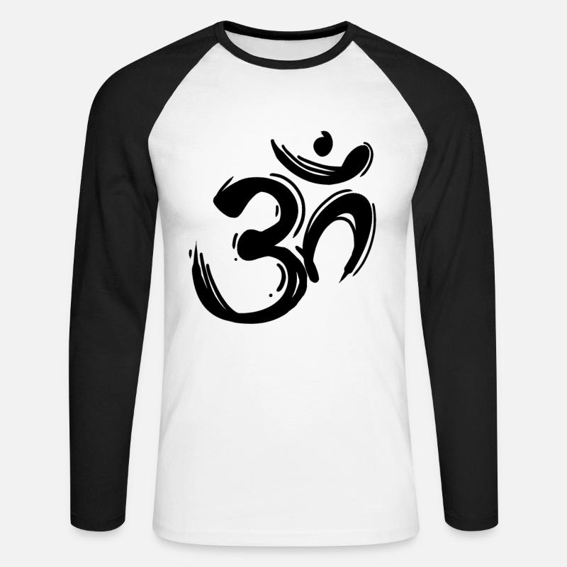 Om Zeichen schwarz - Unisex Baseballshirt langarm - Weiß/Schwarz