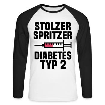 Diabetik Diabetiker Insulin Typ 1 - Unisex Baseballshirt langarm - Weiß/Schwarz - Vorne - Nik (191cm)