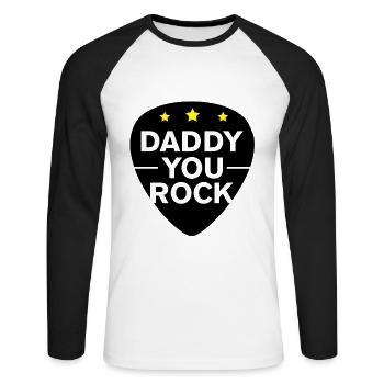 Vatertag Daddy Sie Rock - Unisex Baseballshirt langarm - Weiß/Schwarz - Vorne - Nik (191cm)