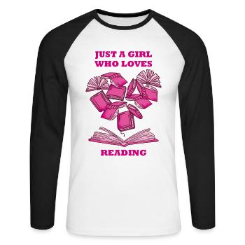 Lesen Bücher Buchliebhaberin Buch Mädchen Leserin - Unisex Baseballshirt langarm - Weiß/Schwarz - Vorne - Nik (191cm)