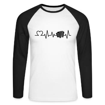 Accordion Heartbeat Accordionist Gift - Unisex Long Sleeve Baseball T-Shirt - white/black - Front - Nik (191cm)