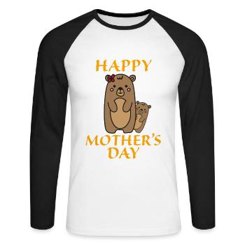 Fête des Mères, Fête des Mères, Fête des Mères, Fête des Mères - T-shirt baseball manches longues Homme - blanc/noir - Devant - Nik (191cm)