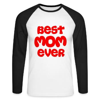 Fête des mères, Fête des mères, Fête des mères, Fête des mères - T-shirt baseball manches longues Homme - blanc/noir - Devant - Nik (191cm)