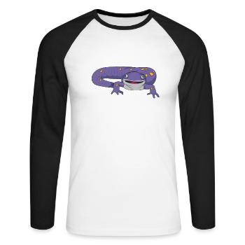 du triton salamandre - T-shirt baseball manches longues Homme - blanc/noir - Devant - Nik (191cm)