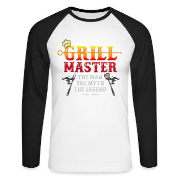 Grill, Grill Grill Season, texas brick state, - Unisex Long Sleeve Baseball T-Shirt - white/black - Front - Nik (191cm)
