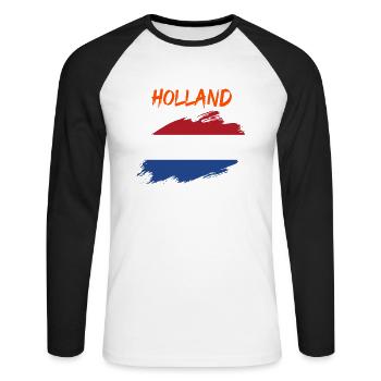 Hollande Pays-Bas Drapeau drapeau - T-shirt baseball manches longues Homme - blanc/noir - Devant - Nik (191cm)