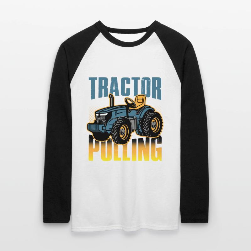 tractor pulling, tractor pulling, racing, Unisex Long Sleeve Baseball T-Shirt