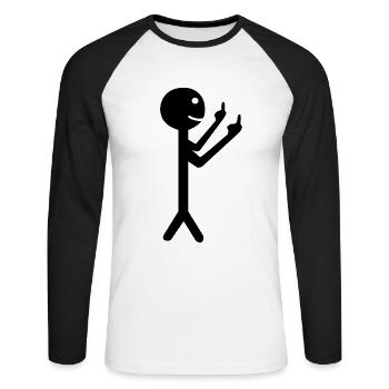 Doigts puants - T-shirt baseball manches longues Homme - blanc/noir - Devant - Nik (191cm)