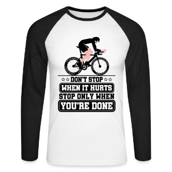 Cycliste de route de cycologue sur un vélo de route - T-shirt baseball manches longues Homme - blanc/noir - Devant - Nik (191cm)