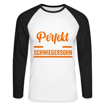Perfekter Schwiegersohn - Unisex Baseballshirt langarm - Weiß/Schwarz - Vorne - Nik (191cm)