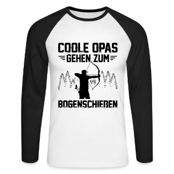 Coole Opas Gehen Zum Bogenschießen Bogensport - Unisex Baseballshirt langarm - Weiß/Schwarz - Vorne - Nik (191cm)