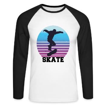 Skateboarding Skateboard Longboard Geschenk - Unisex Baseballshirt langarm - Weiß/Schwarz - Vorne - Nik (191cm)