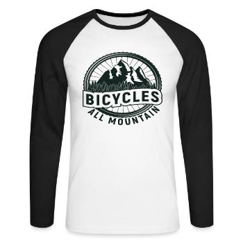 Bicycle Bicycles Biker Retro Bicycle Wheel - Unisex Long Sleeve Baseball T-Shirt - white/black - Front - Nik (191cm)