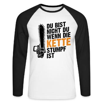 Lumberjack chain chain saw - Unisex Long Sleeve Baseball T-Shirt - white/black - Front - Nik (191cm)