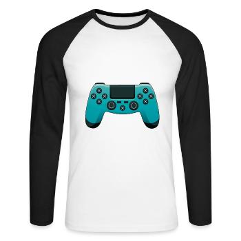 Gamer Contrôleur De Jeu Jouer Jouer Manette - T-shirt baseball manches longues Homme - blanc/noir - Devant - Nik (191cm)