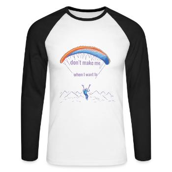 Parapente Hobby Voler Parapente - T-shirt baseball manches longues Homme - blanc/noir - Devant - Nik (191cm)