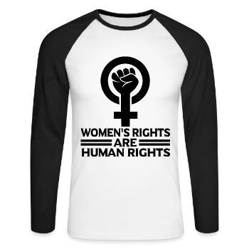 Féministe Féminisme émancipation cadeau - T-shirt baseball manches longues Homme - blanc/noir - Devant - Nik (191cm)