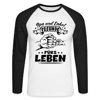 Opa und Enkel Freunde fürs Leben - Großvater Opa - Unisex Baseballshirt langarm - Weiß/Schwarz - Vorne - Nik (191cm)